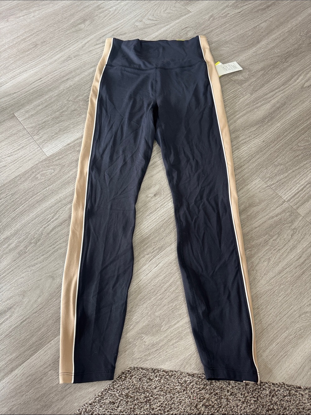 all in motion Black Leggings with Tan Side Panels